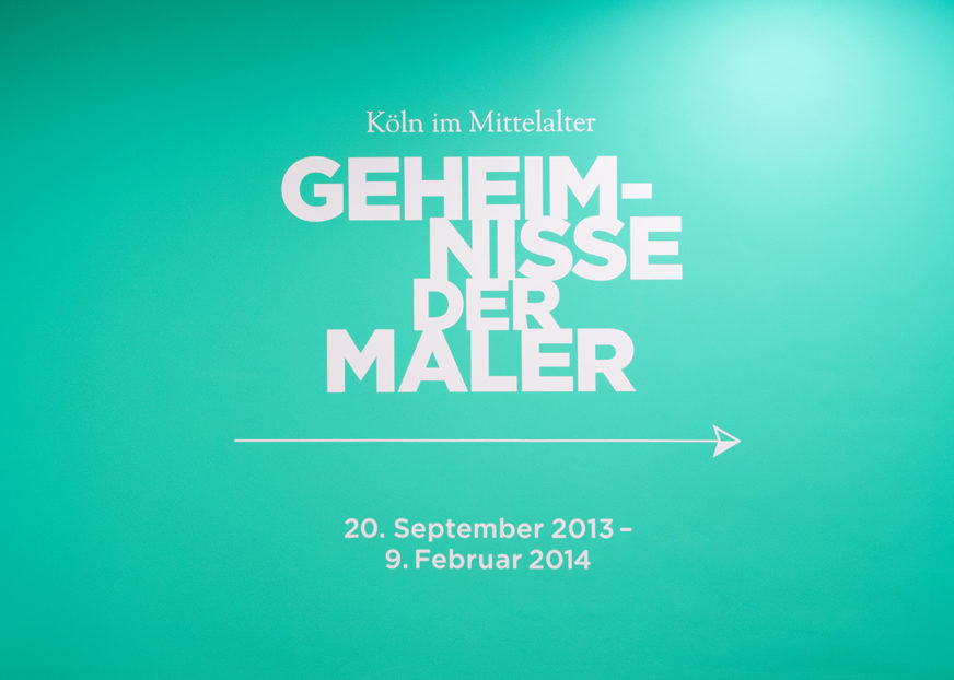 Blick auf Wandgrafik "Köln im Mittelalter – Geheimnisse der Maler"