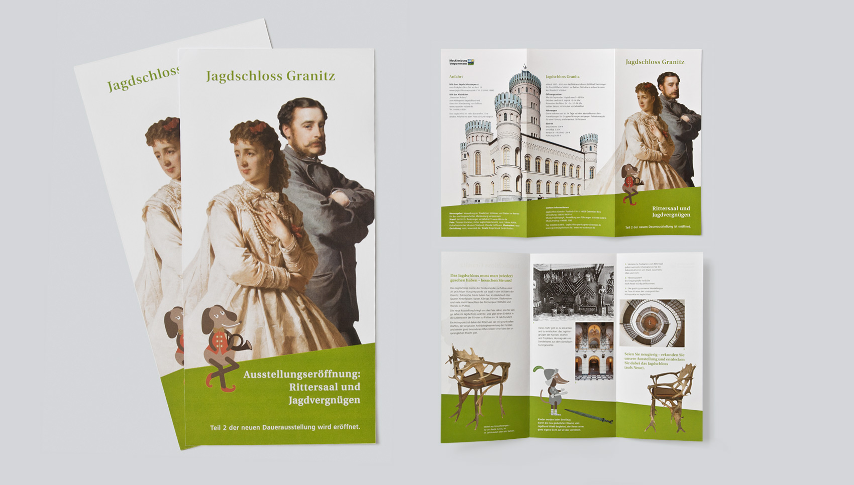 Flyer für Dauerausstellung "Jagdschloss Granitz – Rittersaal und Jagdvergnügen"