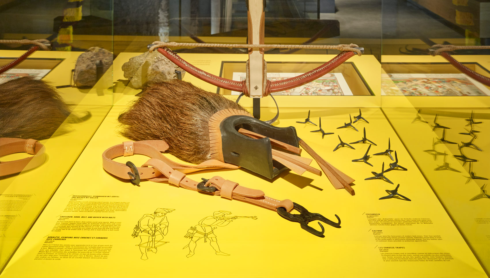 Detailansicht eines in einer Vitrine liegenden Exponates