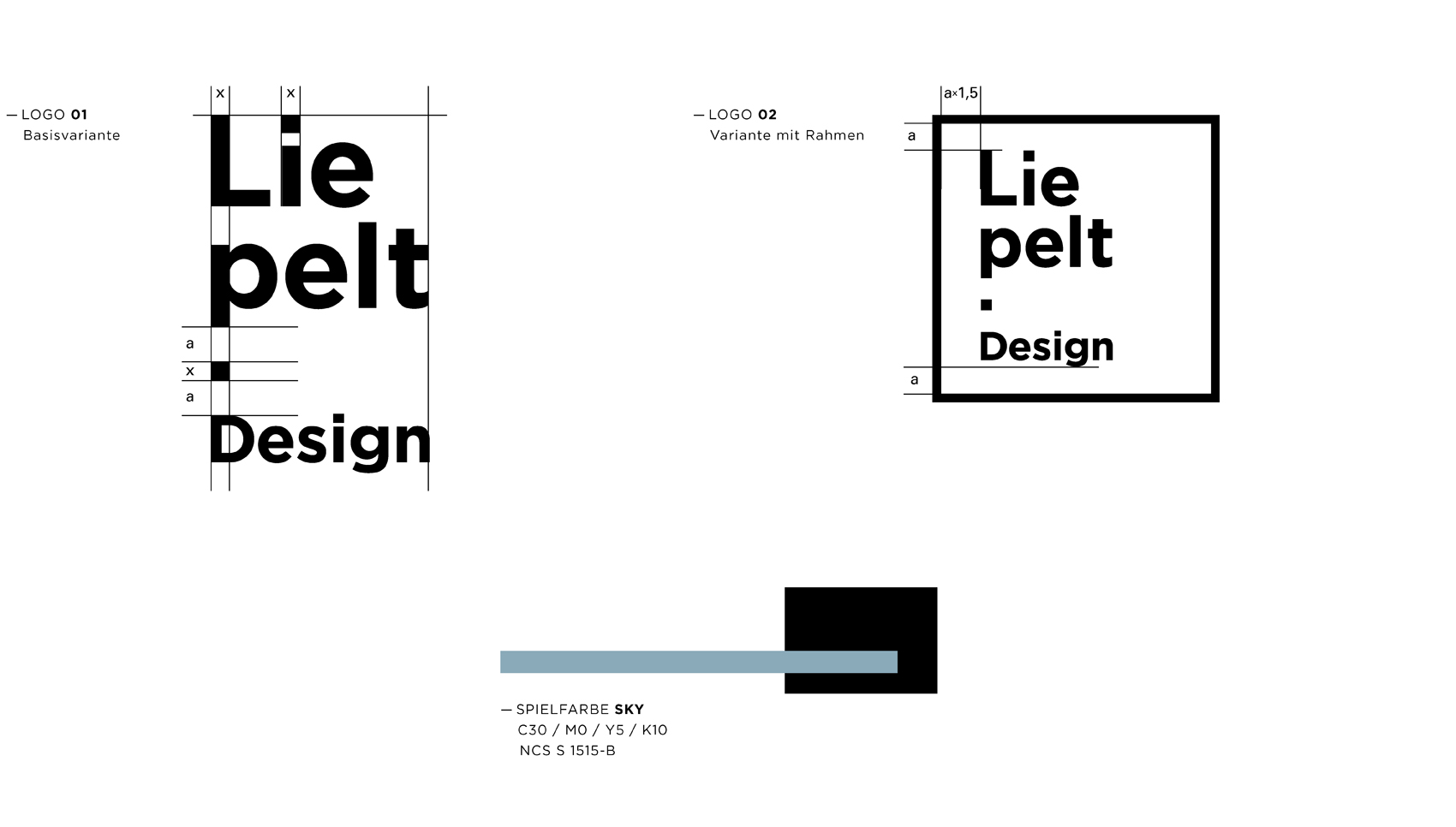 Logokonstruktion und Farbwert von Liepelt Design