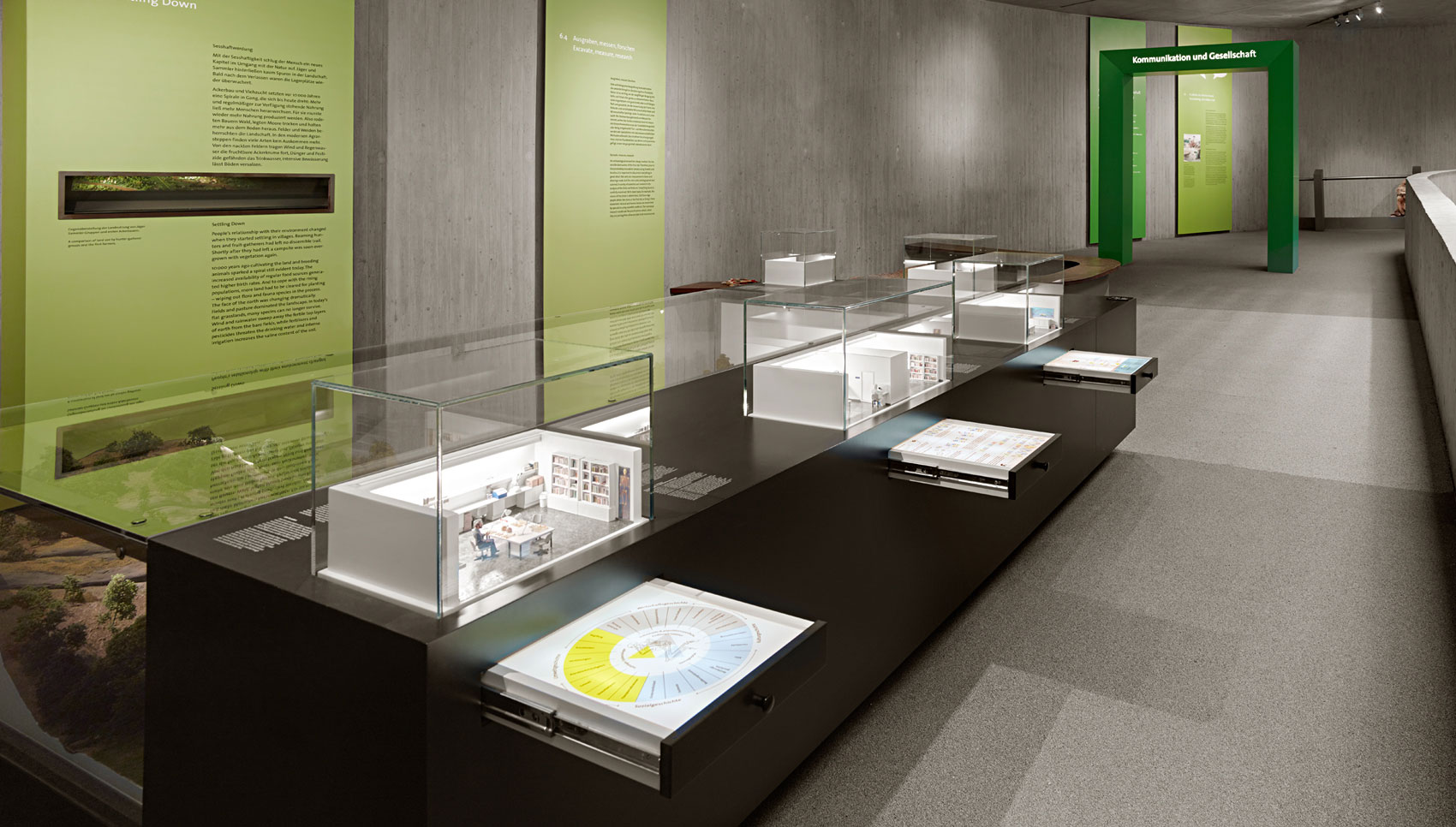 Ausstellungsraum mit großer Vitrine