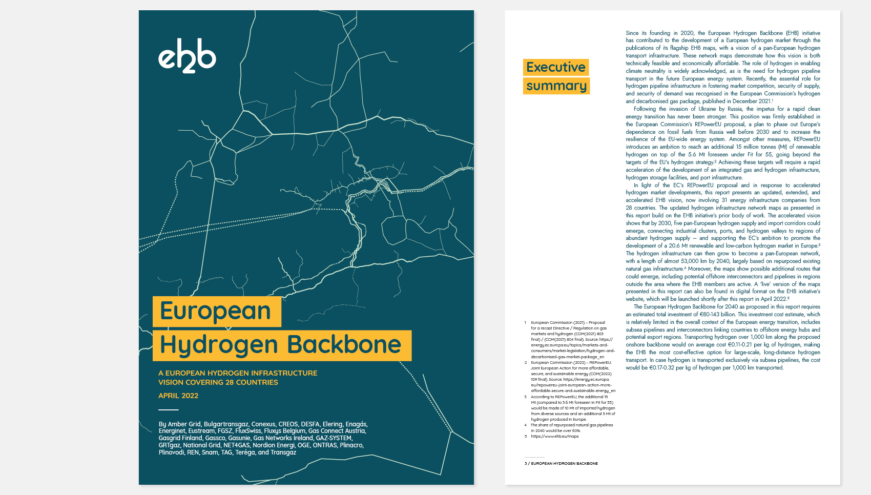 Gestaltungsanwendung des Corporate Design von European Hydrogen Backbone (EHB)