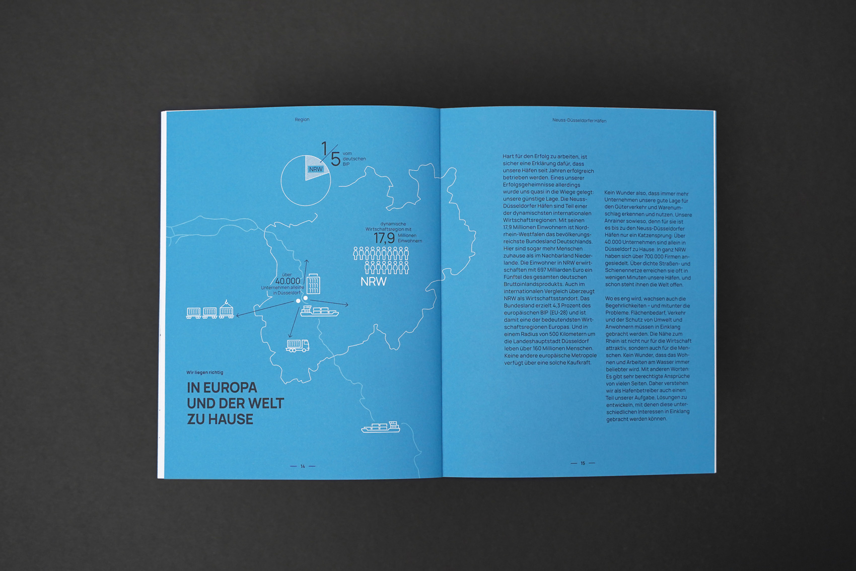 Aufgeschlagene Doppelseite mit Infografik und Text