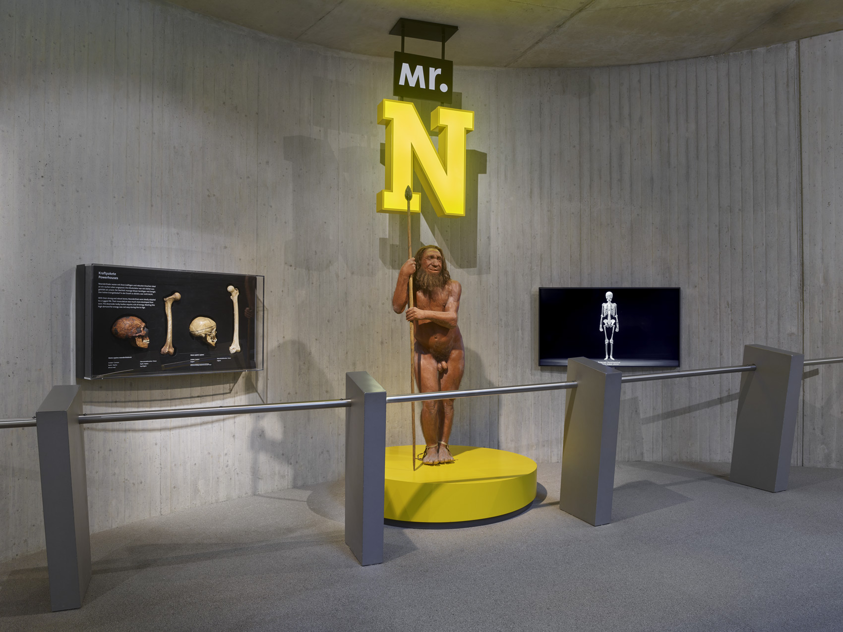 Neanderthaler Nachbildung im Ausstellungsraum