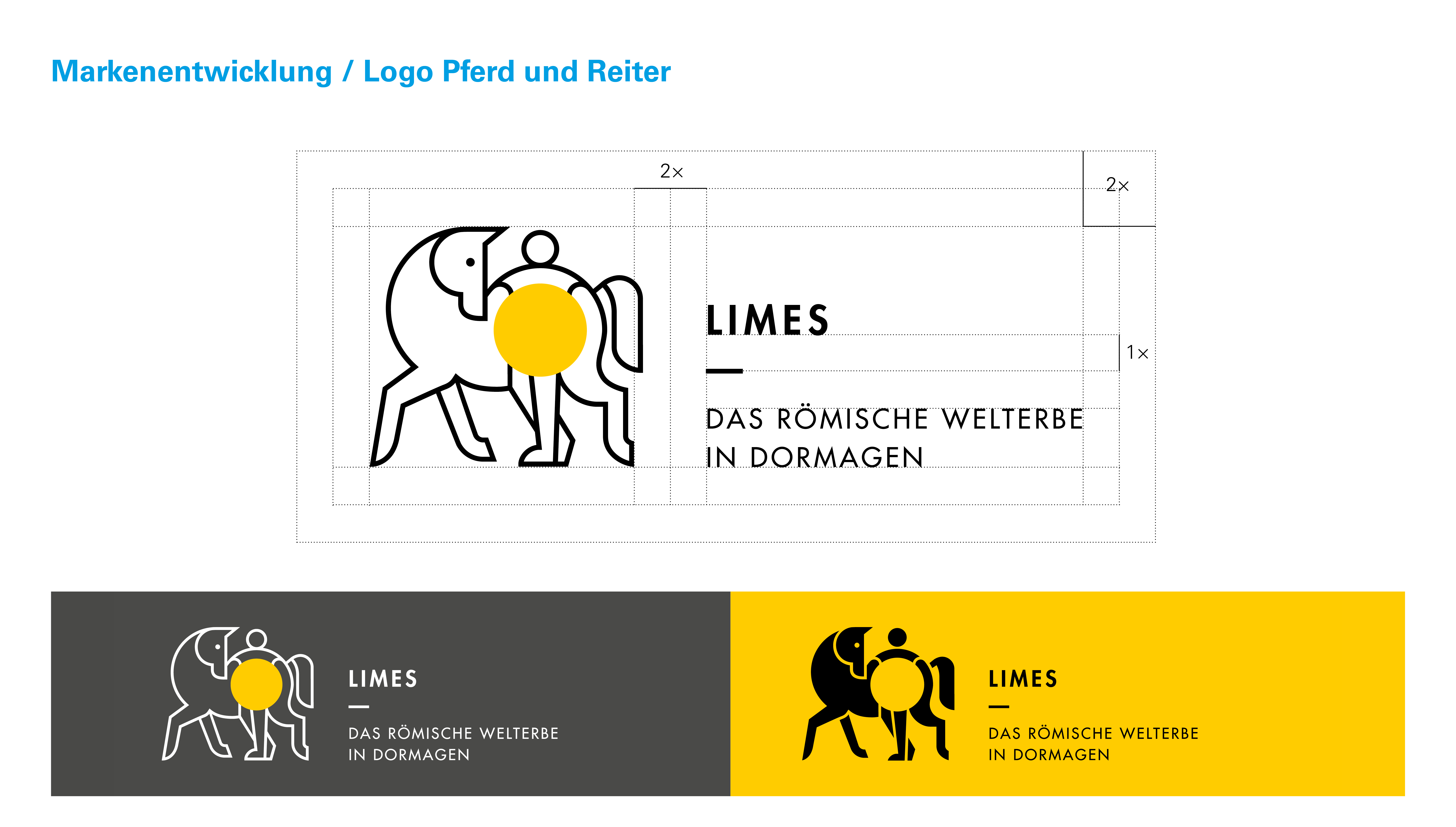 Konstruktion des Logos „Pferd und Reiter“