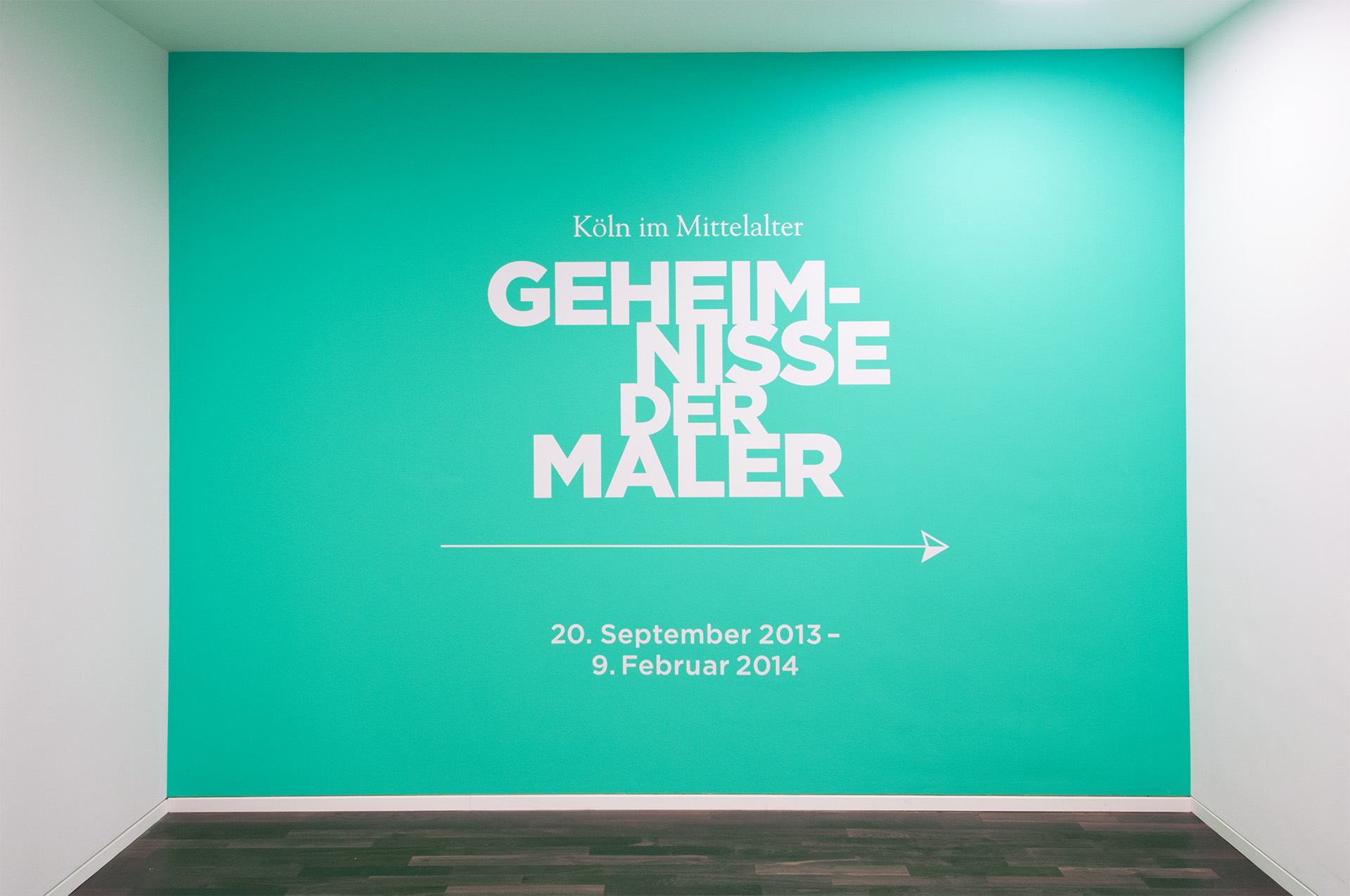 Blick auf Wandgrafik "Köln im Mittelalter – Geheimnisse der Maler"