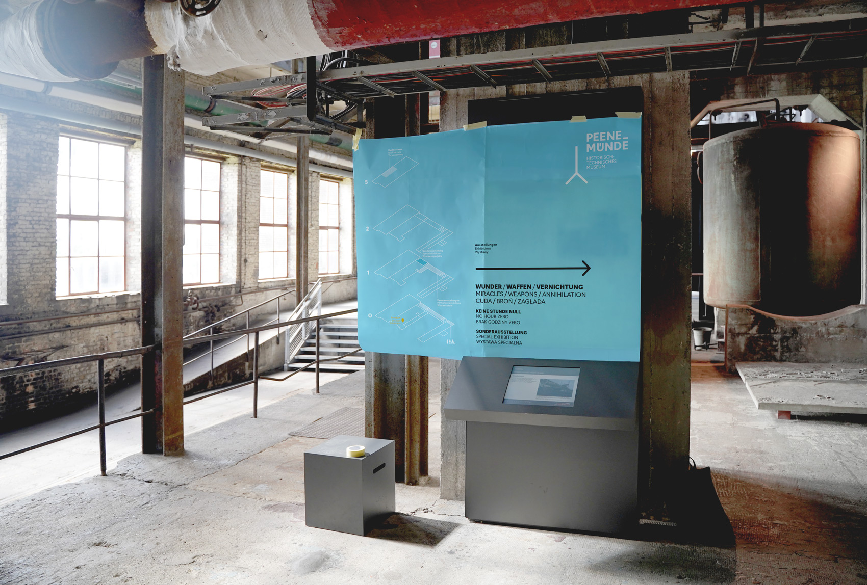 montierter Testdruck des Orientierungssystems im Innenraum