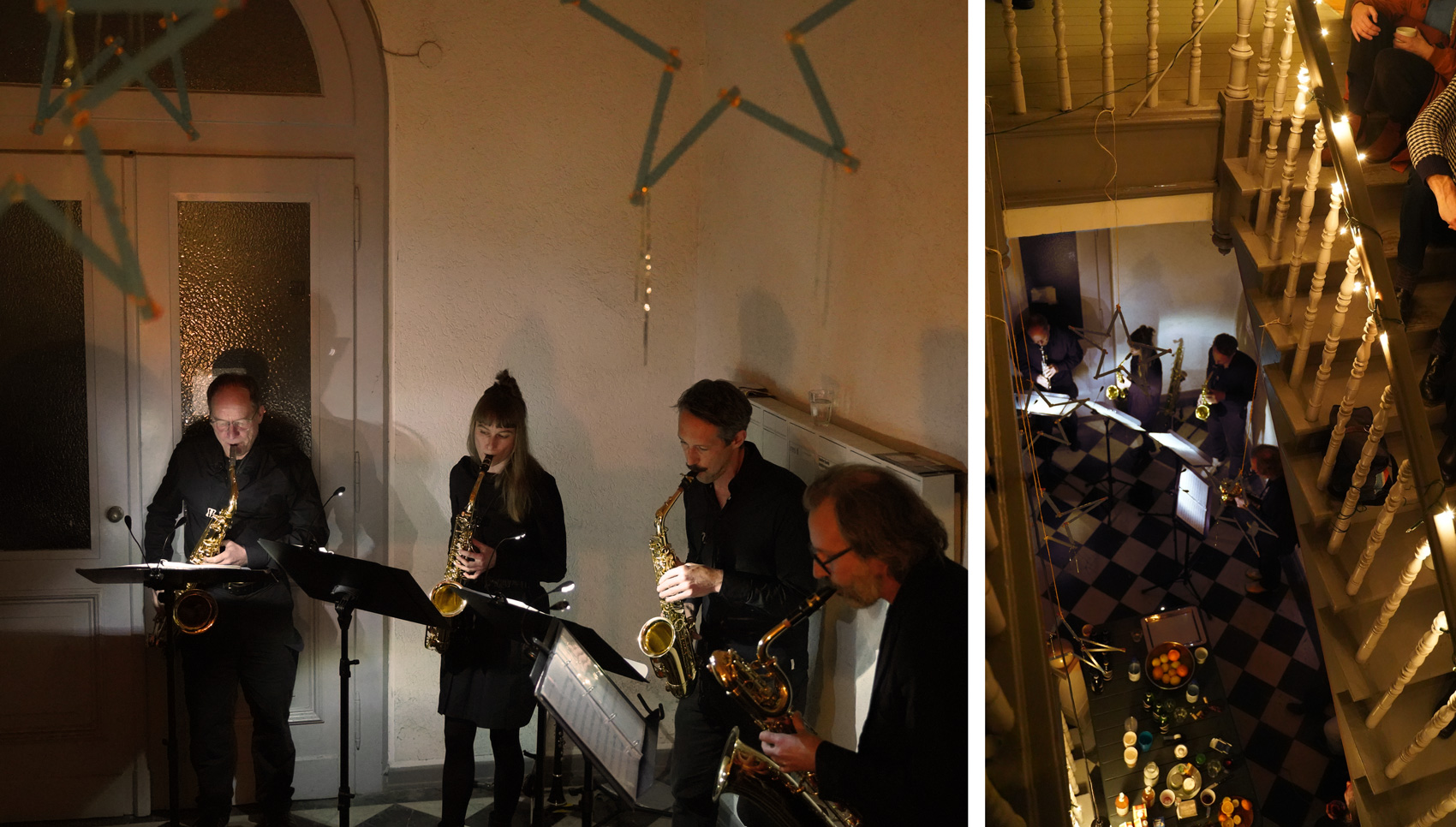 Foto von Goldlack während des Saxofon spielens