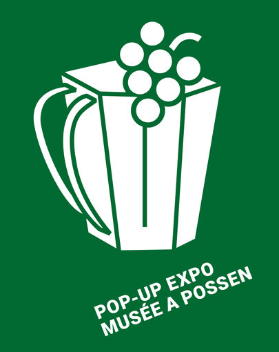Titelbild Pop-Up Expo Musée a Possen in Form eines Icons auf grünem Hintergrund